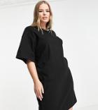 Asos Design Curve Edit Sweat T-shirt Mini Dress In Black