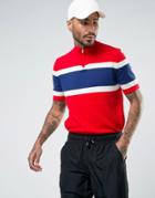 Asos Knitted Short Sleeve Track Top With Color Block - Red