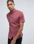Asos Casual Regular Fit Oxford Shirt In Maroon - Red