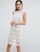 New Look Premium Cutwork Lace High Neck Dress - White