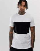 Asos Design T-shirt With Contrast Body Panel In White