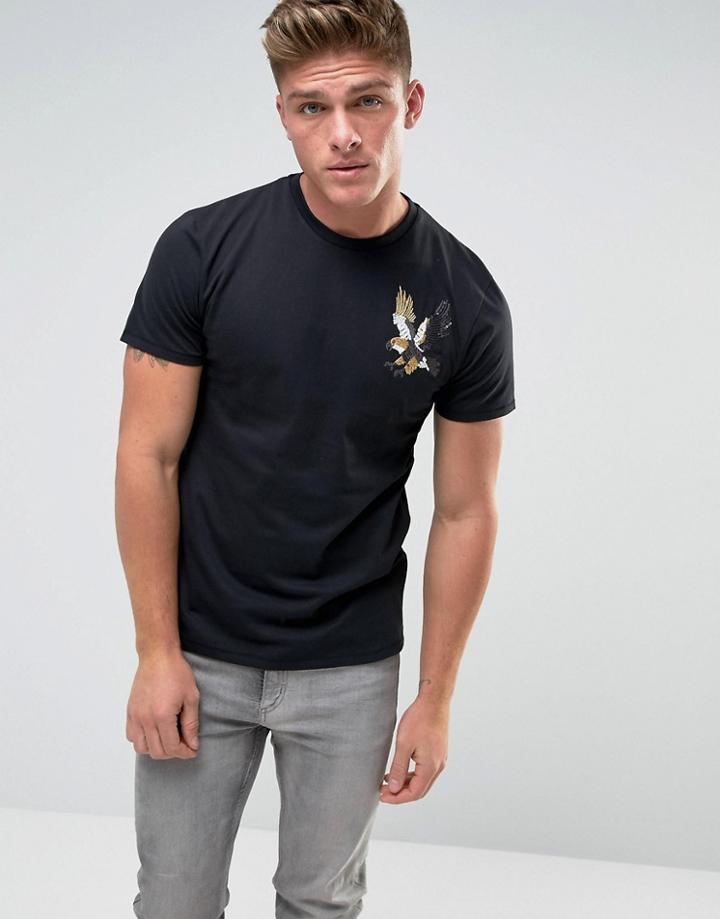 Threadbare Sequined Eagle T-shirt - Black