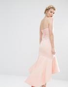 Jarlo Petite Bandeau Cutout Midi Dress With Fishtail Detail - Pink
