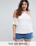 Missguided Plus Strappy Cold Shoulder Top - White