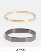 Calvin Klein Set Of Bangles In Black And Gold