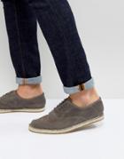 Frank Wright Lace Up Espadrilles In Gray Suede - Gray