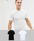 Asos Design Muscle Fit Jersey Polo 2 Pack Multipack Saving - Multi