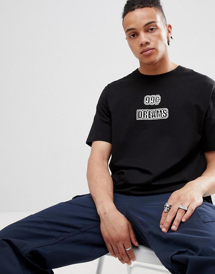 Weekday T-shirt In Black With Slogan - Black