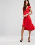 Be Jealous Skater Prom Midi Dress With Hi Lo Hem - Red