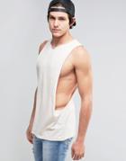 Asos Sleeveless T-shirt With Extreme Dropped Armhole And Raw Edge - Gray