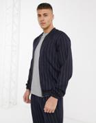 Asos Design Two-piece Bomber Jacket With Pinstripe In Navy