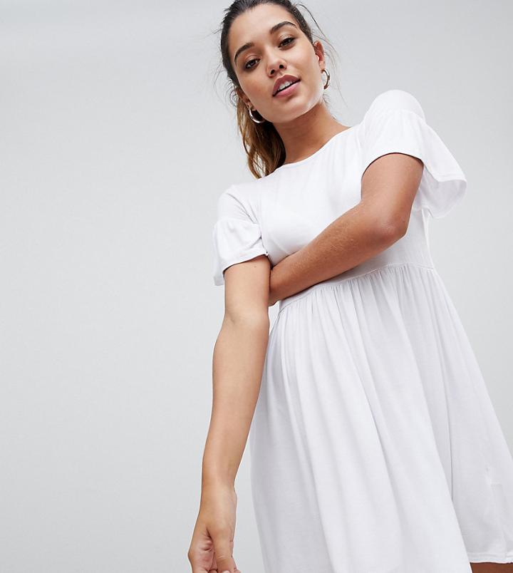 Boohoo Exclusive Smock Dress In White - White