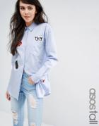 Asos Tall Shirt With Badges - Blue