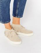 Asos Drama Suede Fringe Sneakers - Beige