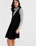 Y.a.s Pinny Mini Dress With Pocket Details-black