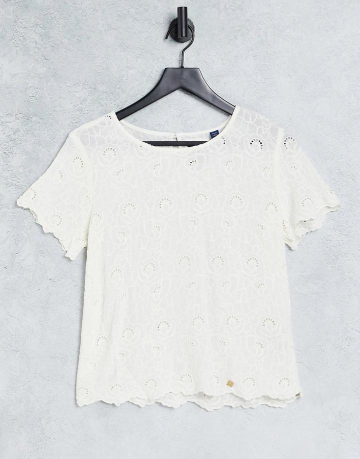 Superdry Lilah Lace T-shirt In White