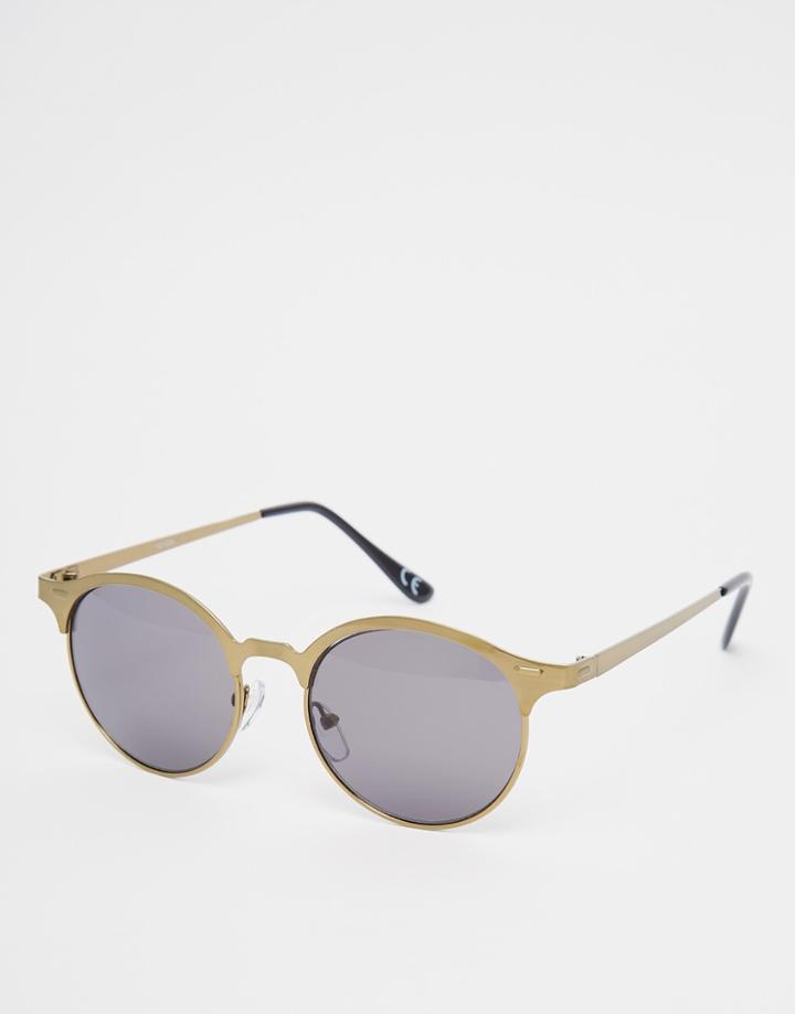 Asos Metal Sunglasses In Burnished Gold - Gold