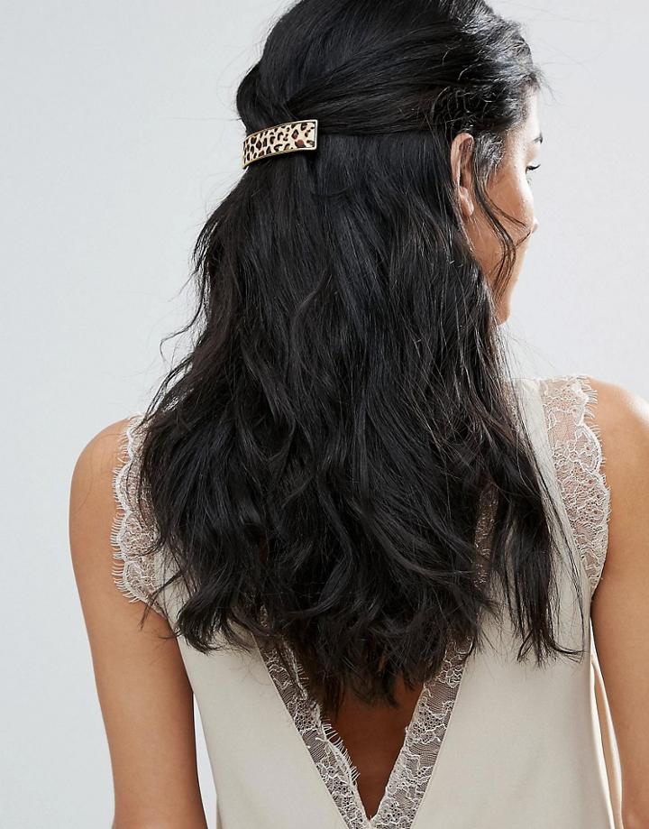 Designb Leopard Print Hair Slide - Gold