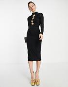 I Saw It First Cut Out Midi Dress With Open Back In Black