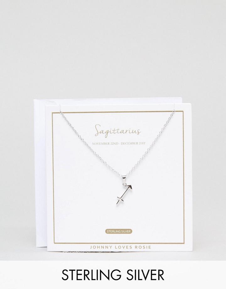 Johnny Loves Rosie Sterling Silver Zodiac Sagittarius Necklace - Silver