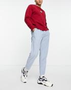 Topman Tapered Cord Pants With Elasticated Waist Band In Blue-blues