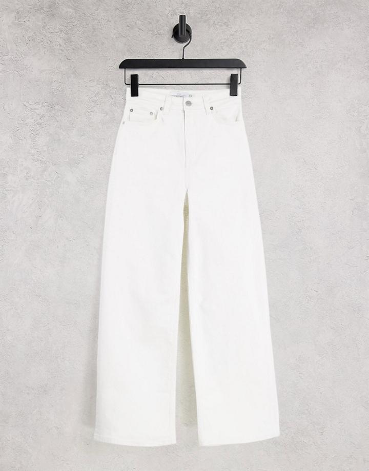 & Other Stories Treasure Organic Cotton Wide Leg High Rise Cropped Jeans In Optic White