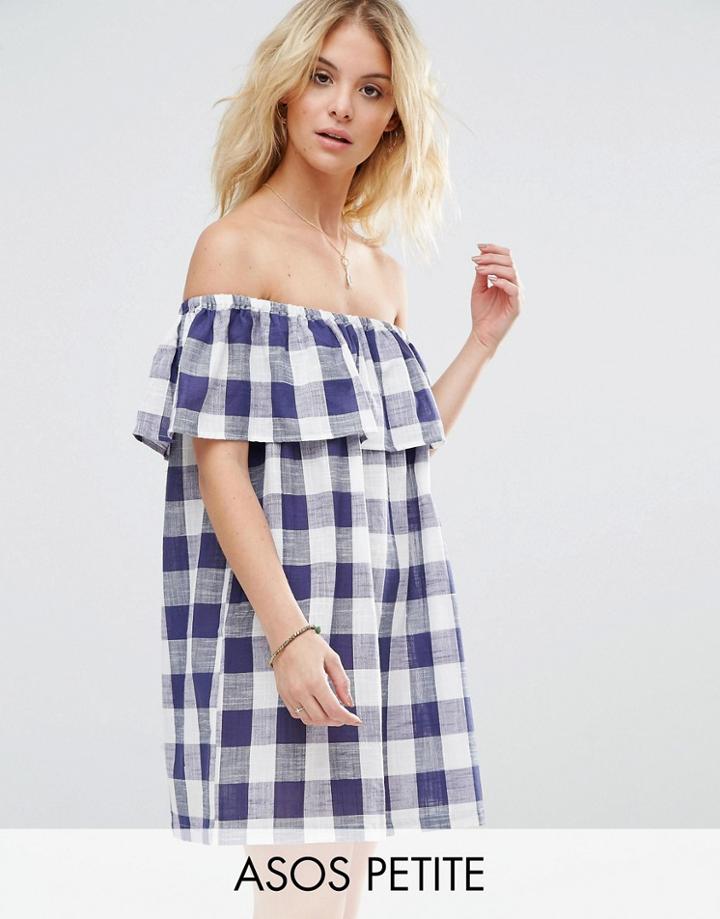 Asos Petite Gingham Off Shoulder Sundress - Multi