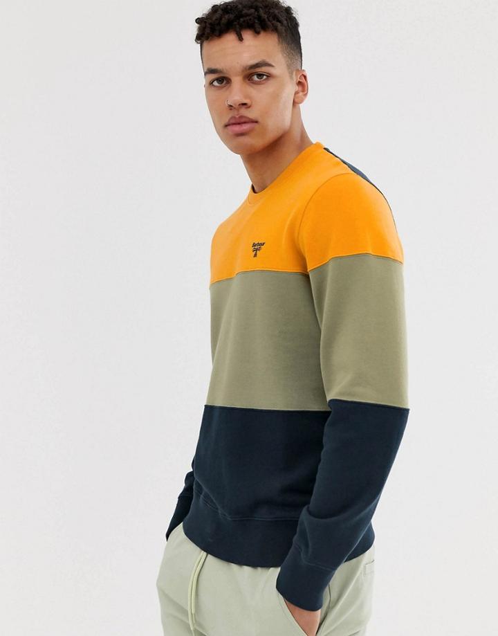 Barbour Beacon Derwent Color Block Crew Neck Sweat In Navy-pink