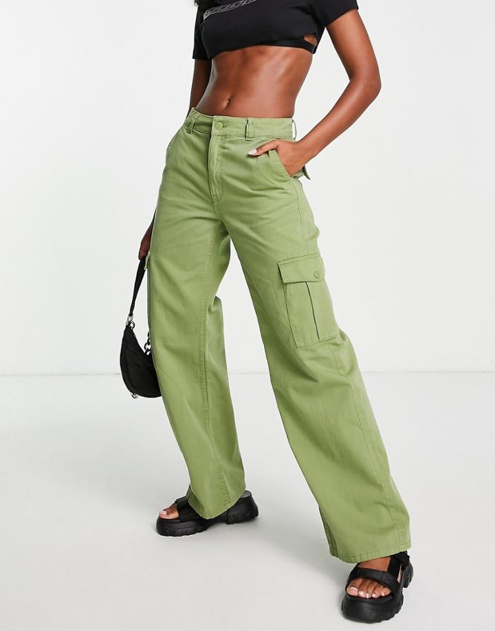 Pull & Bear Cargo Pants In Sage Green
