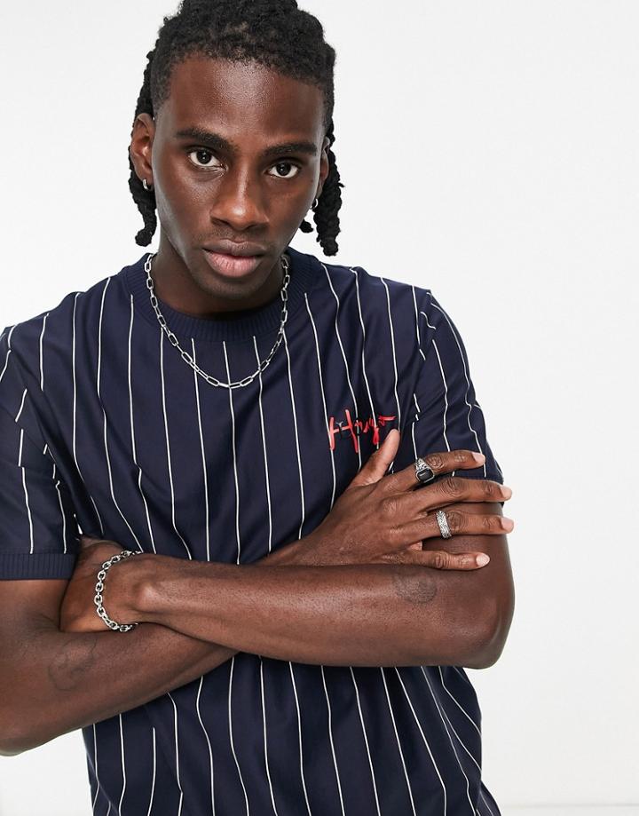 Hugo Damericano Striped T-shirt In Navy