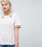 Asos Design Curve T-shirt In Vertical Stripe With Bright Stripe Tipping - Multi