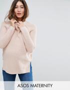 Asos Maternity Ultimate Chunky Sweater With Crew Neck - Pink