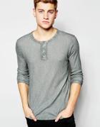 Solid Henley Long Sleeve T-shirt - Gray