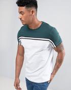 Asos T-shirt With Contrast Yoke And Retro Taping - White