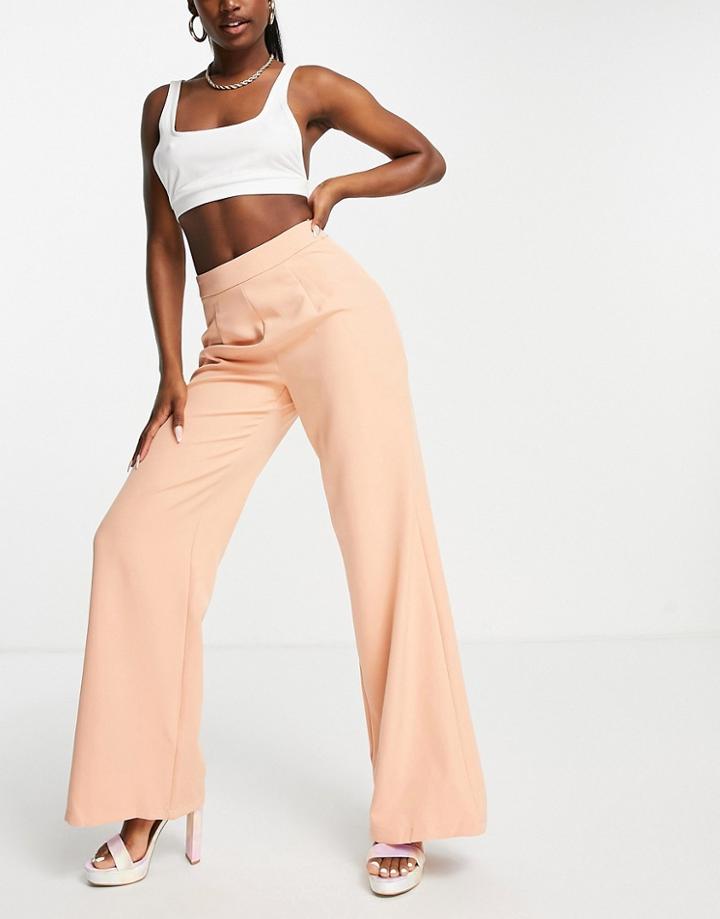 In The Style X Syd & El Wide Leg Pants Set In Peach-orange