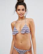 Asos Stripe Floaty Strappy Triangle Bikini Top - Multi