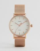 Timex Fairfield 37mm Mesh Watch In Rose Gold - Gold