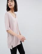 Selected Soft Touch V Neck T-shirt - Pink