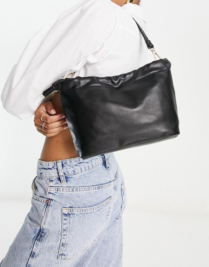 Truffle Collection Ruched Shoulder Bag In Black