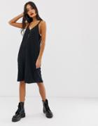 Noisy May Button Detail Cami Mini Dress-black