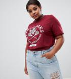 Daisy Street Plus Relaxed T-shirt With Vintage Cedar Oaks Print - Red
