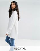 Asos Tall Sweater In Oversized Ripple - White