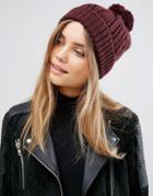 Warehouse Cable Knit Hat - Red