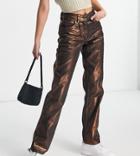 Collusion X005 Mid Rise Straight Leg Jeans In Bronze Coating-brown