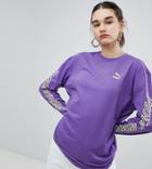Puma Exclusive To Asos Long Sleeve T-shirt With Neon Back Graphic In Purple - Purple