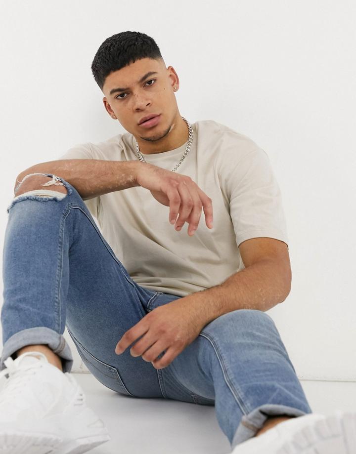 Jack & Jones Originals Oversize T-shirt In Beige-neutral
