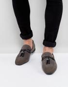 Asos Loafers In Gray Faux Suede With Tassel - Gray