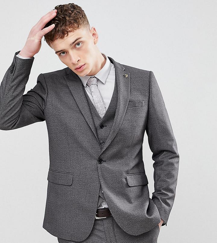 Farah Skinny Houndstooth Suit Jacket In Gray Exclusive At Asos