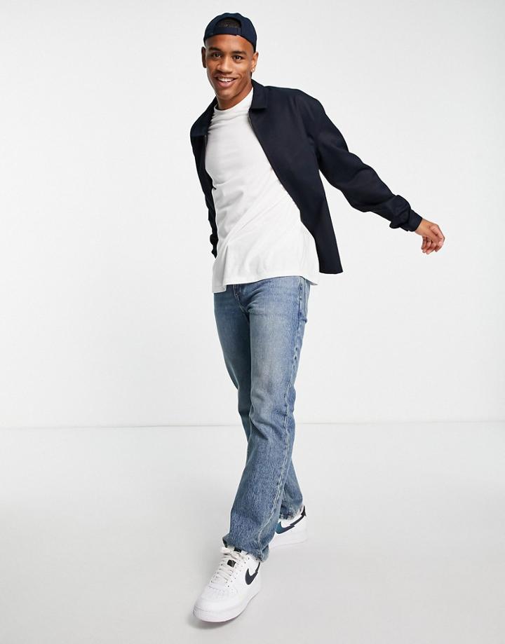 Topman Twill Harrington Jacket In Navy