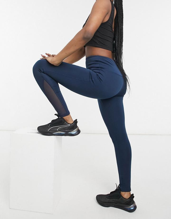 South Beach Performance Mesh Insert Leggings In Dress Blue-blues